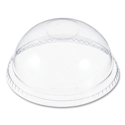 Plastic Dome Lid, No-hole, Fits 9 Oz To 22 Oz Cups, Clear, 100/sleeve, 10 Sleeves/carton