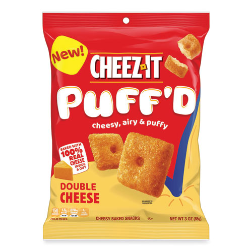 Puff'd Crackers, Double Cheese, 3 Oz Bag, 6/carton