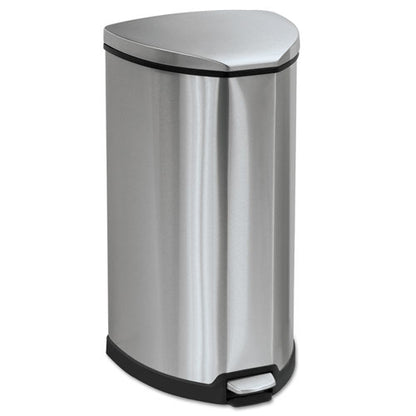 Step-on Receptacle, 10 Gal, Stainless Steel, Chrome/black