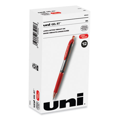 Signo Gel Pen, Retractable, Medium 0.7 Mm, Red Ink, Silver/red Barrel, Dozen