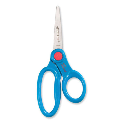 Kids' Scissors With Antimicrobial Protection, Pointed Tip, 5" Long, 2" Cut Length, Randomly Assorted Straight Handles