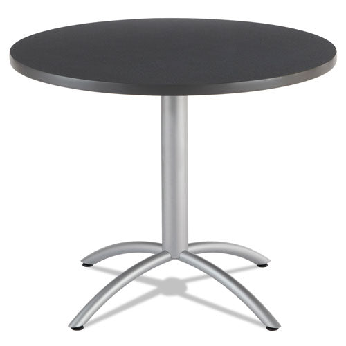 Cafeworks Table, Cafe-height, Round, 36" X 30", Graphite Granite Top, Silver Base