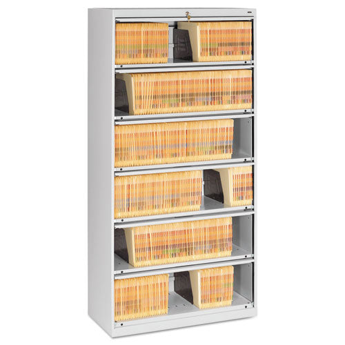 Fixed Shelf Enclosed-format Lateral File For End-tab Folders, 6 Legal/letter File Shelves, Light Gray, 36" X 16.5" X 75.25"