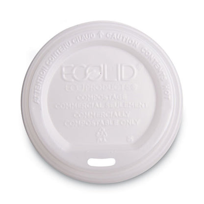 Ecolid Renewable/compostable Hot Cup Lid, Pla, Fits 10 Oz To 20 Oz Hot Cups, 50/pack, 16 Packs/carton