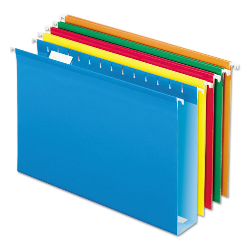 Extra Capacity Reinforced Hanging File Folders With Box Bottom, 2" Capacity, Legal Size, 1/5-cut Tabs, Assorted Colors,25/bx