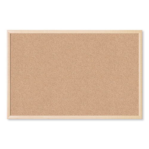 Cork Bulletin Board, 35 X 23, Tan Surface, Birch Wood Frame