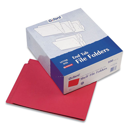 Colored End Tab Folders With Reinforced Double-ply Straight Cut Tabs, Letter Size, 0.75" Expansion, Red, 100/box