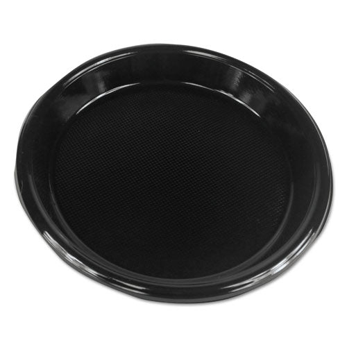 Hi-impact Plastic Dinnerware, Plate, 10" Dia, Black, 125/sleeve, 4 Sleeves/carton