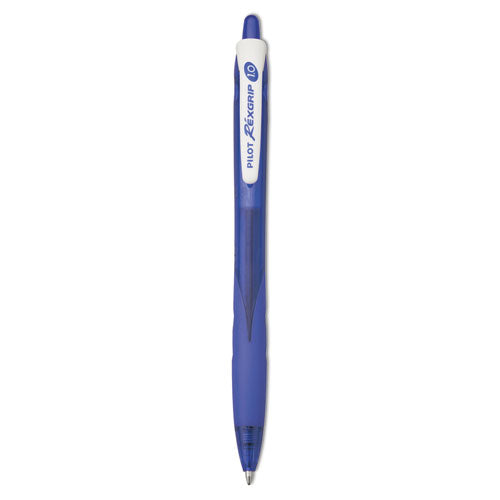 Rexgrip Begreen Ballpoint Pen, Retractable, Medium 1 Mm, Blue Ink, Translucent Blue Barrel, Dozen