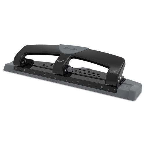 12-sheet Smarttouch Three-hole Punch, 9/32" Holes, Black/gray