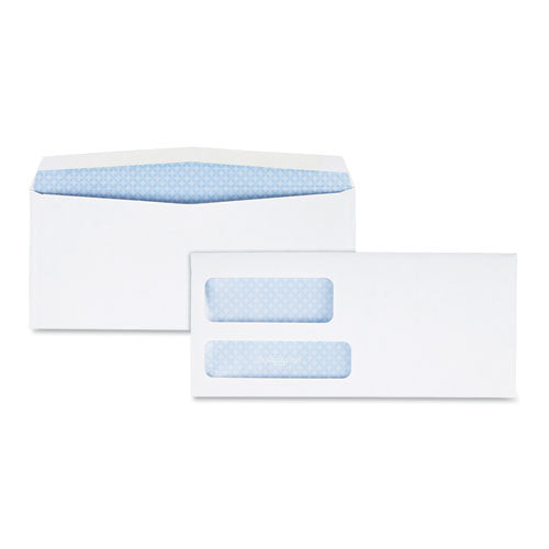 Double Window Security-tinted Check Envelope, #9, Commercial Flap, Gummed Closure, 3.88 X 8.88, White, 500/box