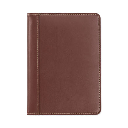 Contrast Stitch Leather Padfolio, 6.25w X 8.75h, Open Style, Brown