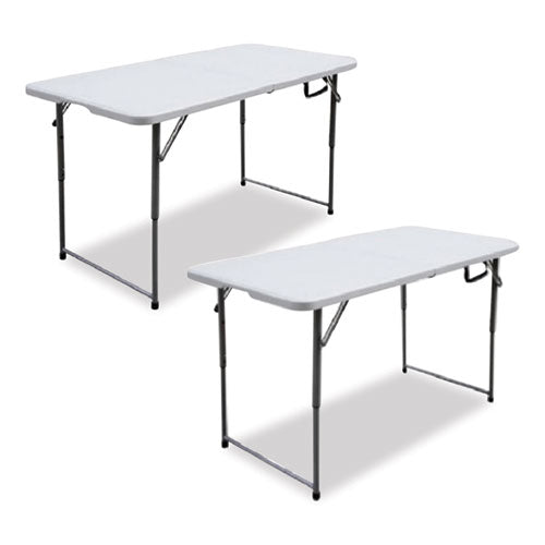 Bifold Resin Folding Table, Rectangular, 48" X 23.6" X 29.1", White Granite Top, Gray Base/legs, 2/pack