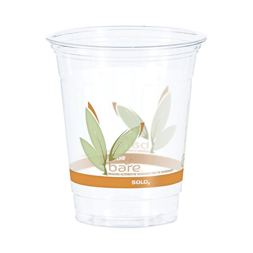 Bare Eco-forward Rpet Cold Cups, 12 Oz To 14 Oz, Leaf Design, Clear, Squat, 50/pack