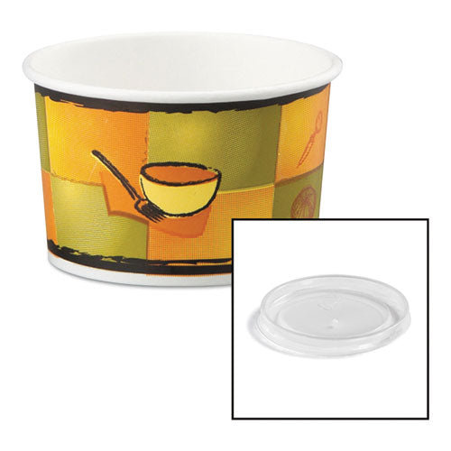 Streetside Paper Food Container With Plastic Lid, Streetside Design, 8-10 Oz, 250/carton