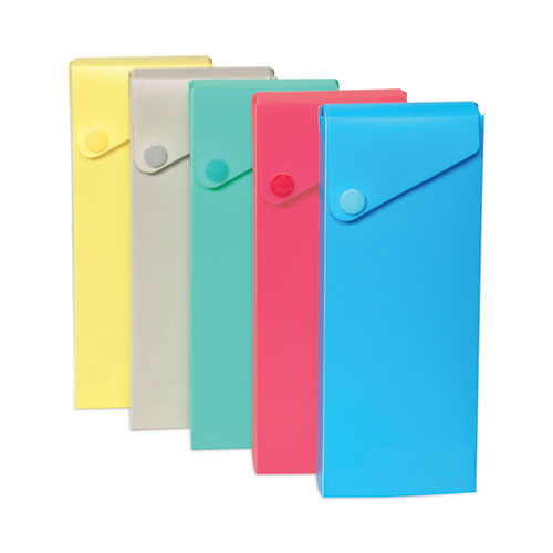 Slider Pencil Case, 11.43 X 9.5 X 0.6, Sandy Gray, Seafoam Green, Seaside Blue, Sunset Red, Sunny Yellow, 24/carton