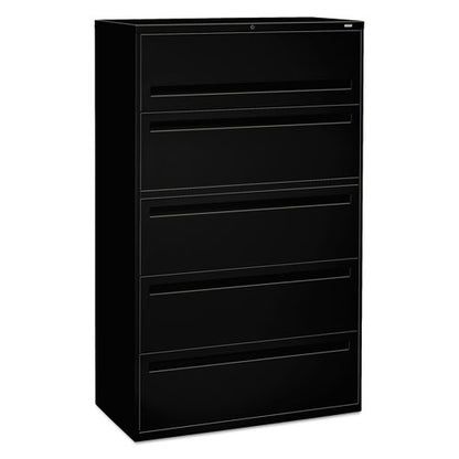 Brigade 700 Series Lateral File, 4 Legal/letter-size File Drawers, 1 File Shelf, 1 Post Shelf, Black, 42" X 18" X 64.25"