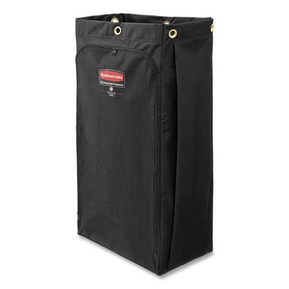 Fabric Cleaning Cart Bag, 26 Gal, 17.5" X 33", Black