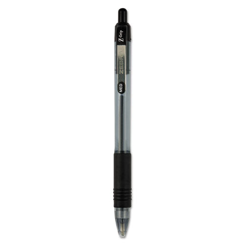 Z-grip Ballpoint Pen, Retractable, Medium 1 Mm, Black Ink, Clear/black Barrel, 48/pack