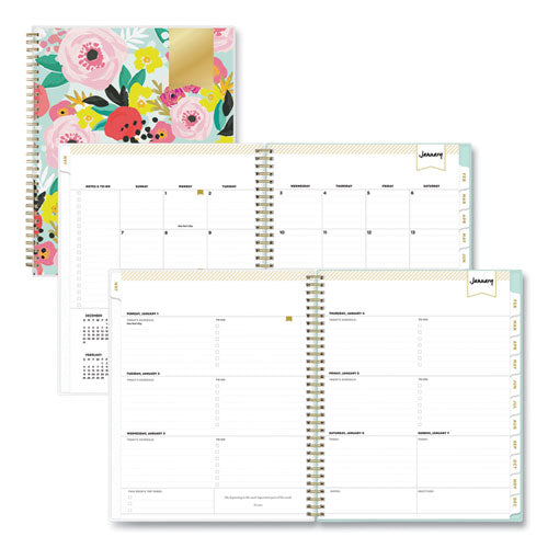 Day Designer Secret Garden Mint Frosted Weekly/monthly Planner, 11 X 8.5, Multicolor Cover, 12-month (jan To Dec): 2024