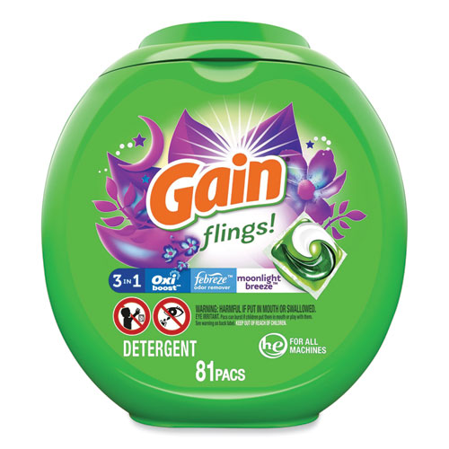 Flings Detergent Pods, Moonlight Breeze, 81 Pods/pack