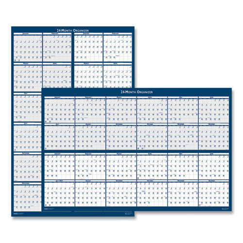 Reversible/erasable 2 Year Wall Calendar, 24 X 37, Light Blue/blue/white Sheets, 24-month (jan To Dec): 2024 To 2025