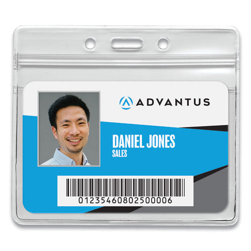 Resealable Id Badge Holders, Horizontal Orientation, Transparent Frost 4.13" X 3.75" Holder, 4" X 2.81" Insert, 50/pack