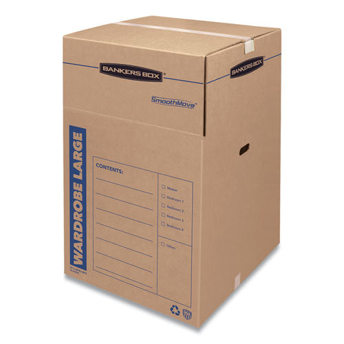 Smoothmove Wardrobe Box, Regular Slotted Container (rsc), 24" X 24" X 40", Brown/blue, 3/carton