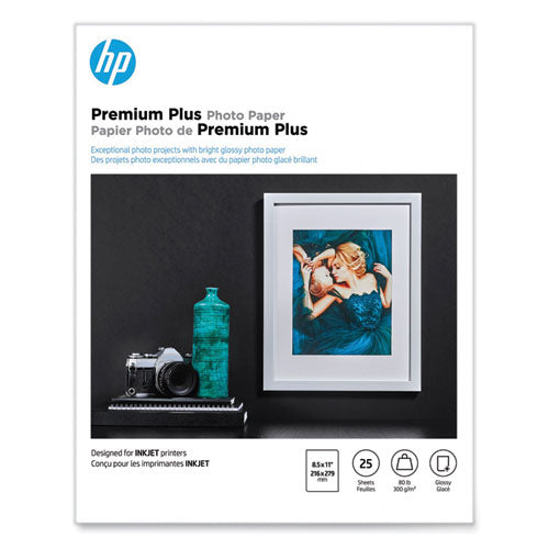 Premium Plus Photo Paper, 11.5 Mil, 8.5 X 11, Glossy White, 25/pack