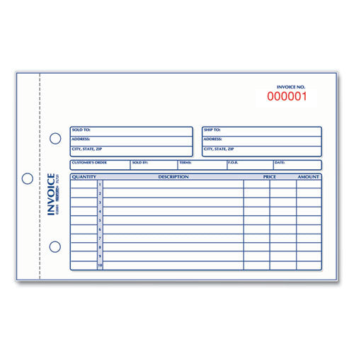 Invoice Book, Two-part Carbonless, 5.5 X 7.88, 50 Forms Total