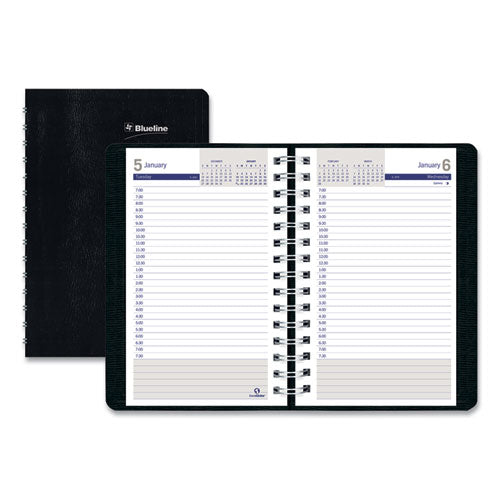 Duraglobe Daily Planner, 30-minute Appointments, 8 X 5, Black Cover, 12-month (jan To Dec): 2024