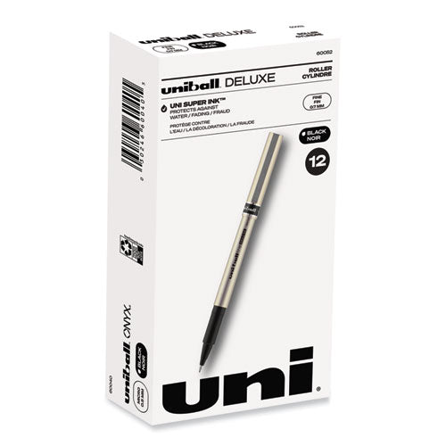 Deluxe Roller Ball Pen, Stick, Fine 0.7 Mm, Black Ink, Champagne/black Barrel, Dozen