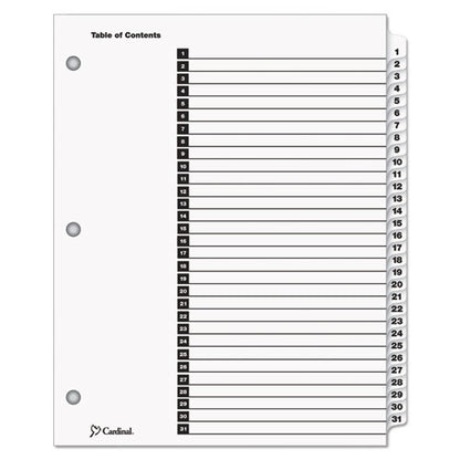 Onestep Printable Table Of Contents And Dividers, 31-tab, 1 To 31, 11 X 8.5, White, White Tabs, 1 Set