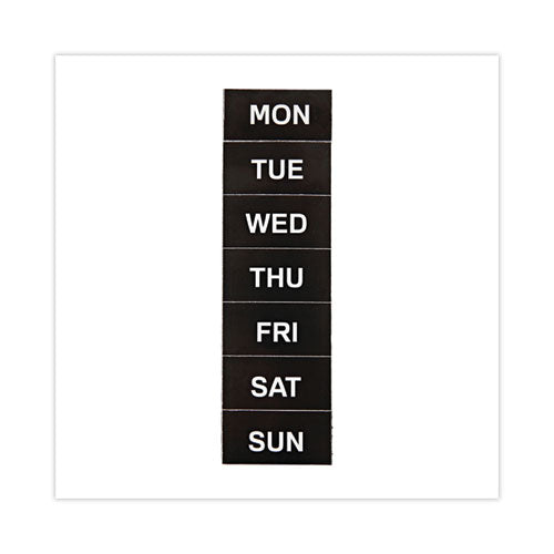 Interchangeable Magnetic Board Accessories, Days Of Week, Black/white, 2" X 1", 7 Pieces