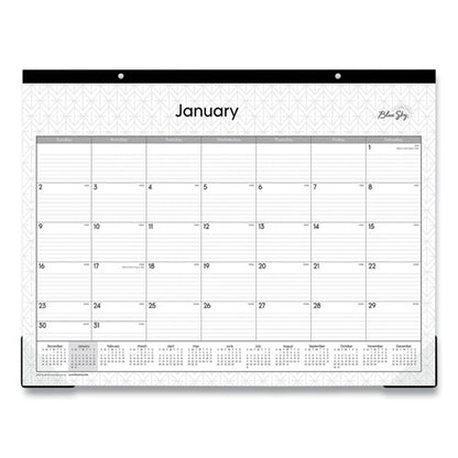 Enterprise Desk Pad, Geometric Artwork, 22 X 17, White/gray Sheets, Black Binding, Clear Corners, 12-month (jan-dec): 2024