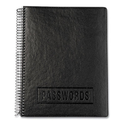 Executive Format Password Log Book, 576 Total Entries, 4 Entries/page, Black Faux-leather Cover, (72) 10 X 7.6 Sheets