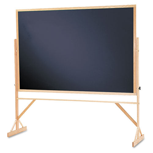 Reversible Chalkboard, 72 X 48, Black Surface, Oak Hardwood Frame