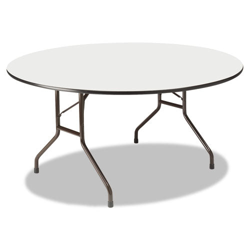 Officeworks Wood Folding Table, Round, 60" X 29", Gray Top, Charcoal Base