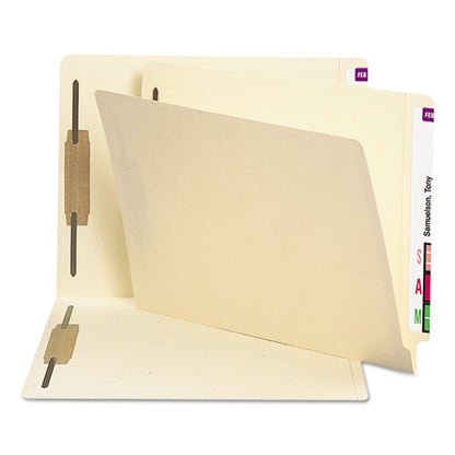 End Tab Fastener Folders With Reinforced Straight Tabs, 11-pt Manila, 2 Fasteners, Letter Size, Manila Exterior, 250/box