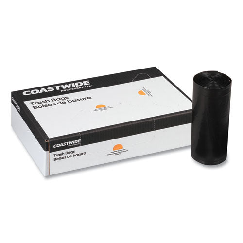 High-density Can Liners, 12 To 16 Gal, 0.31 Mil, 24" X 33", Black, 50 Bags/roll, 20 Rolls/carton