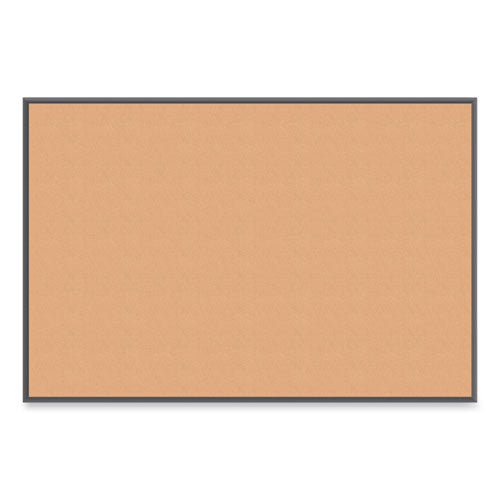 Cork Bulletin Board With Black Aluminum Frame, 70 X 47, Tan Surface