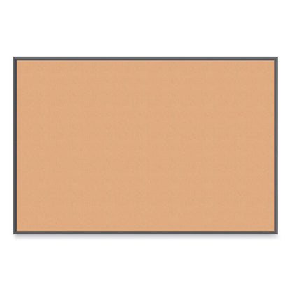 Cork Bulletin Board With Black Aluminum Frame, 70 X 47, Tan Surface