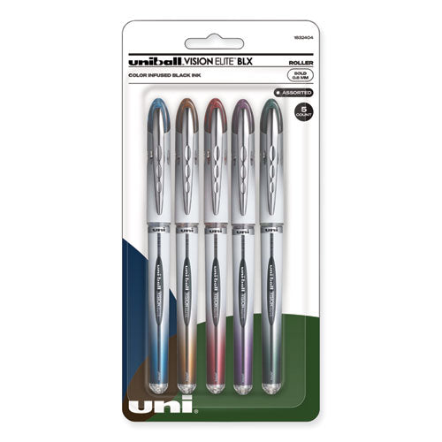 Vision Elite Blx Series Hybrid Gel Pen, Stick, Bold 0.8 Mm, Assorted Ink And Barrel Colors, 5/pack