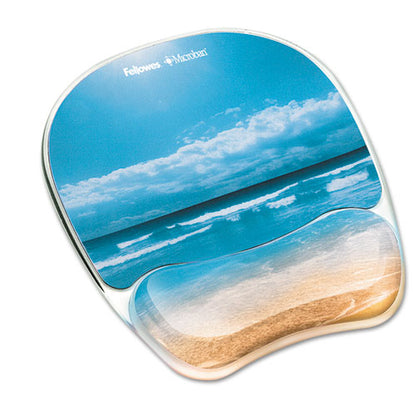 Photo Gel Mouse Pad With Wrist Rest With Microban Protection, 7.87 X 9.25, Sandy Beach Design