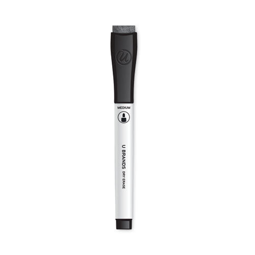 Chisel Tip Low-odor Dry-erase Markers With Erasers, Broad Chisel Tip, Black, Dozen