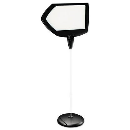 Floor Stand Sign Holder, Arrow, 25 X 17, 63" High, White Surface, Black Steel Frame