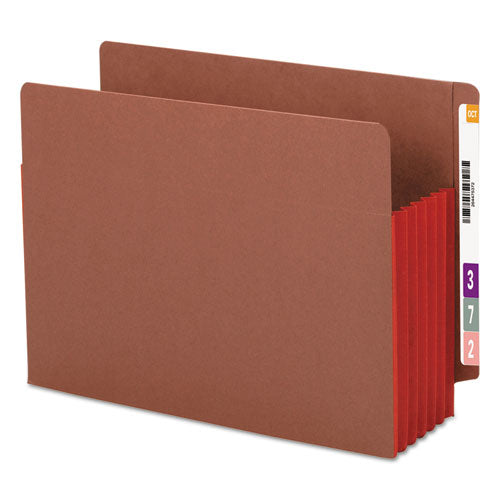 Redrope Drop-front End Tab File Pockets, Fully Lined 6.5" High Gussets, 5.25" Expansion, Letter Size, Redrope/red, 10/box