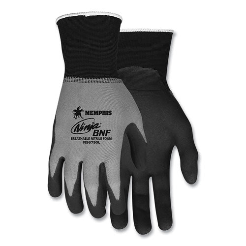 Ninja Nitrile Coating Nylon/spandex Gloves, Black/gray, Medium, Dozen