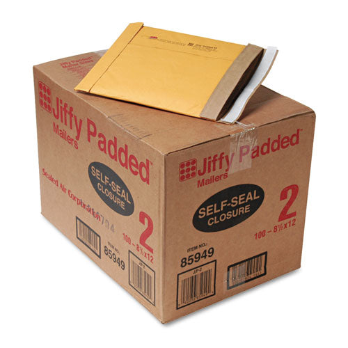 Jiffy Padded Mailer, #2, Paper Padding, Self-adhesive Closure, 8.5 X 12, Natural Kraft, 100/carton