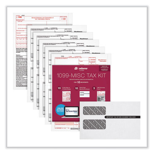 1099-misc Five-part Laser Forms And Envelopes, Fiscal Year: 2023, 5-part Carbonless, 8 X 5, 2 Forms/sheet, 10 Forms Total